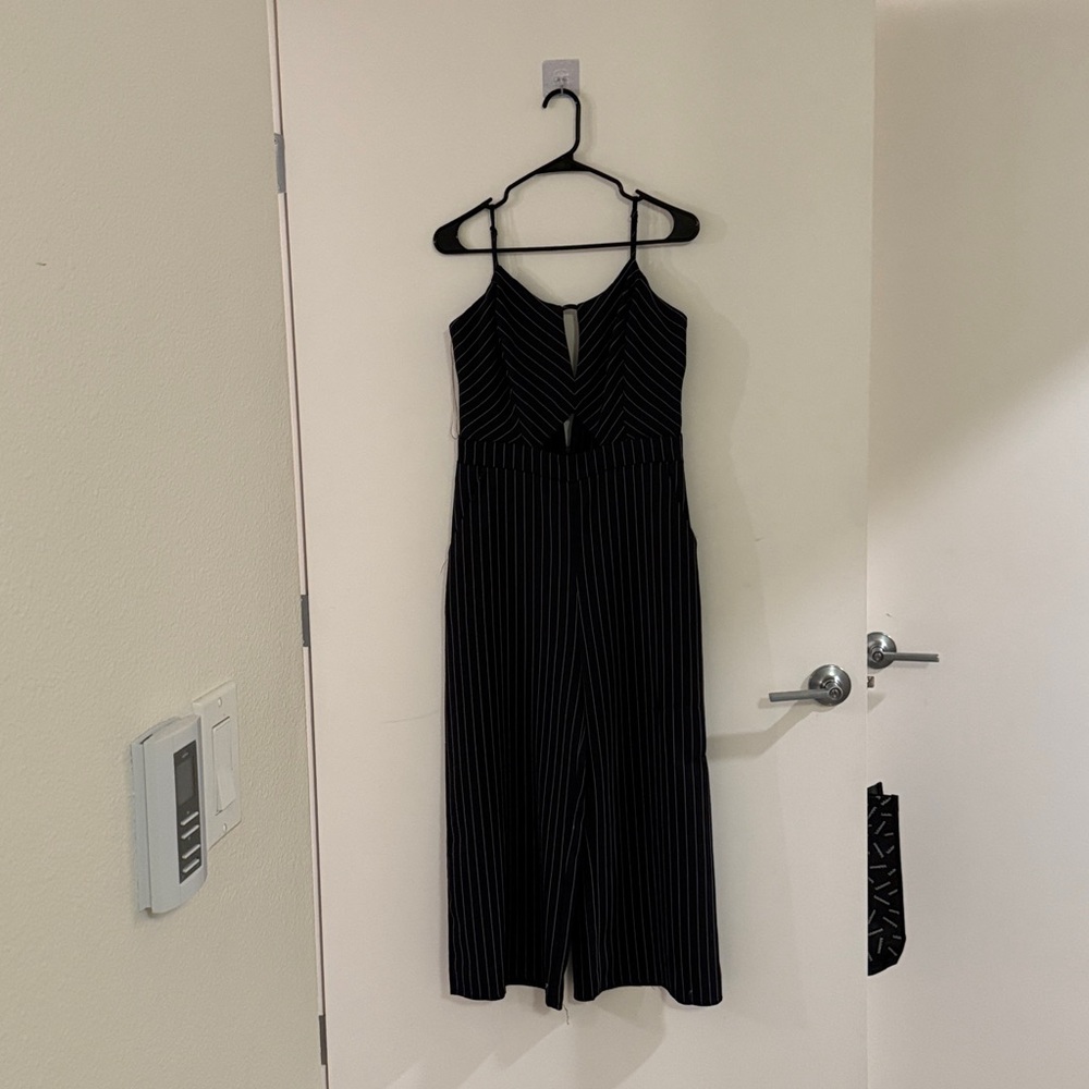 Black and White Striped Jumpsuit
